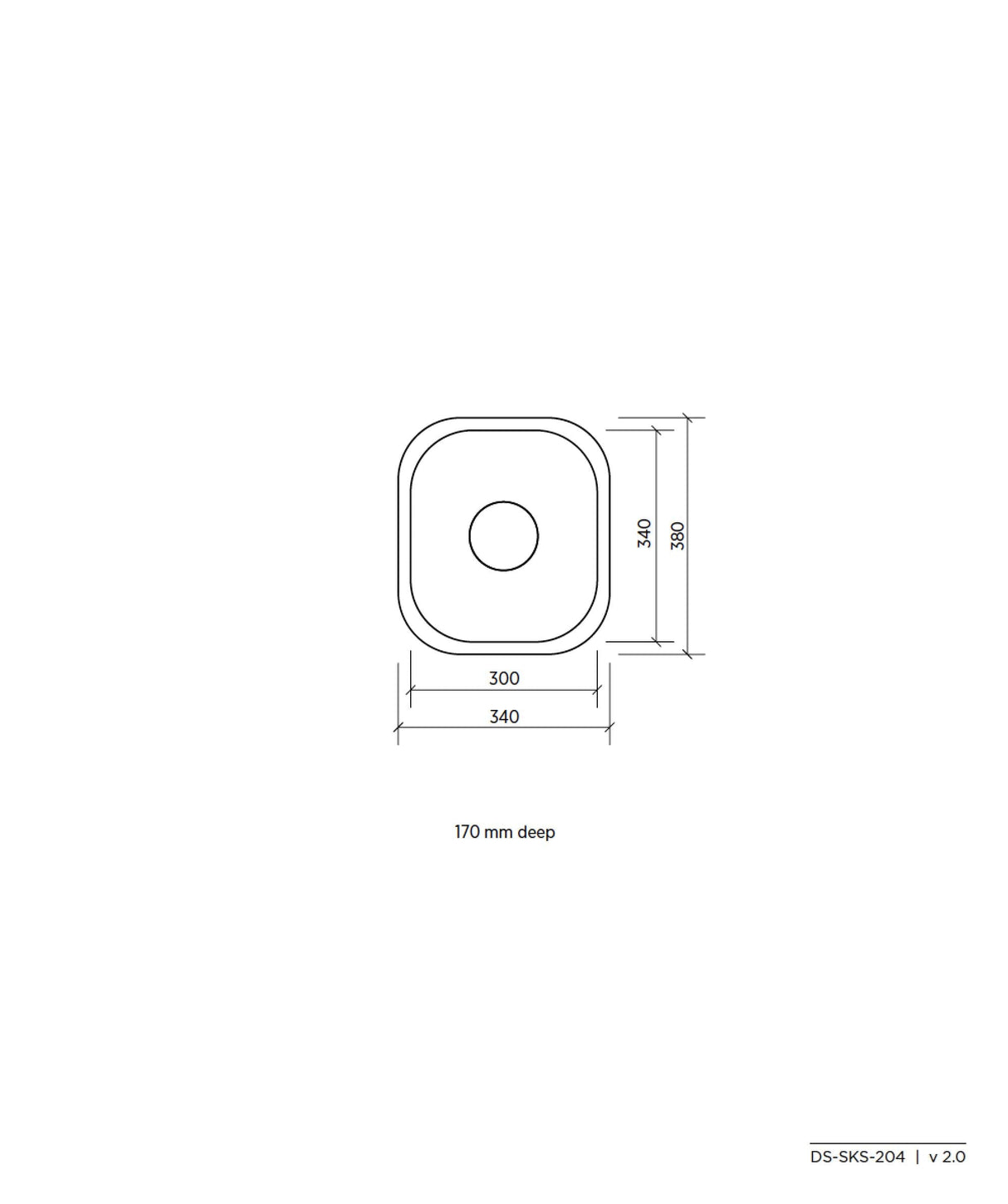 Seima 191607 Acero 204 Single Bowl Sink, No Taphole