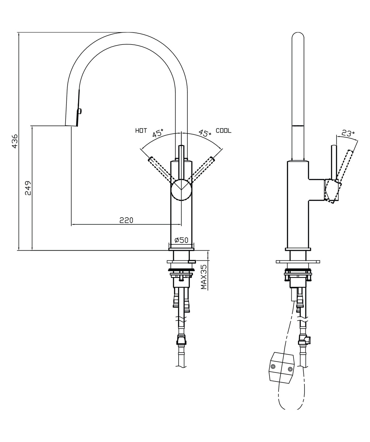 Seima 193171 Anson Pull Out Sink Mixer, Lead Free, Brushed Gold