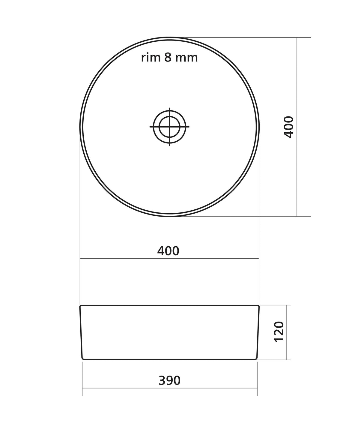 Seima 191461 Arko 027 Above Counter Basin, White, No Taphole