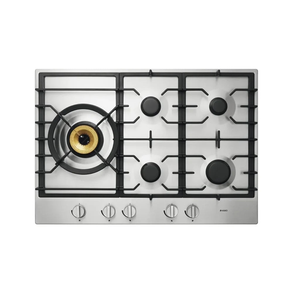 ASKO 75cm Natural Gas Cooktop with Super Flex Wok Burner Stainless Steel HG1776SD - ASKO Ex Display - Gas Cooktop