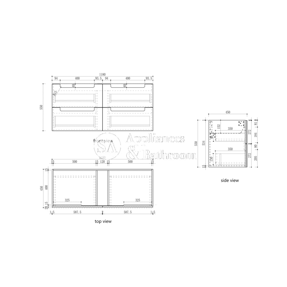 Aulic 1200mm Lovina Tier Wall Hung Vanity CAWH55-1200 Vanity Units