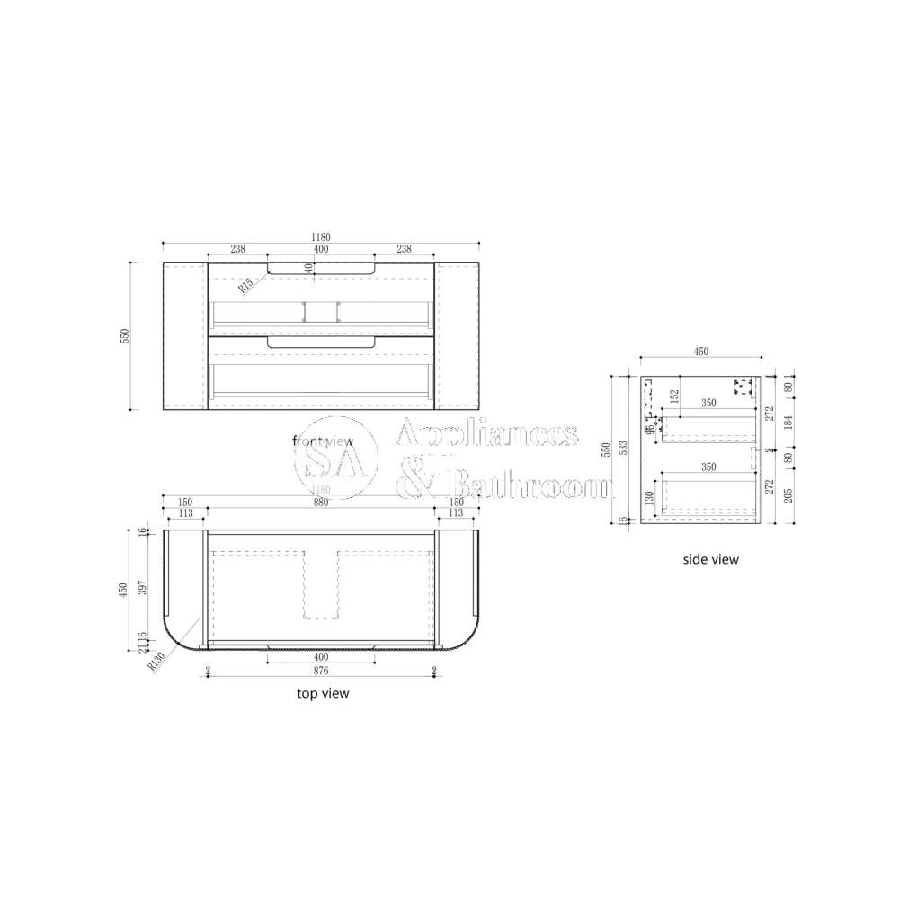 Aulic 1200mm Varcelli Tier Wall Hung Vanity CAWH54-1200-ST Vanity Units