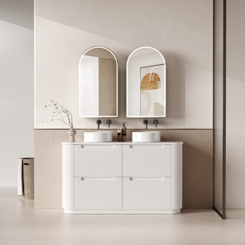 Aulic 1500mm Curva Floorstanding Vanity with Solid Surface Top Alpine Top CA57-1500-ST86FT Vanity Units
