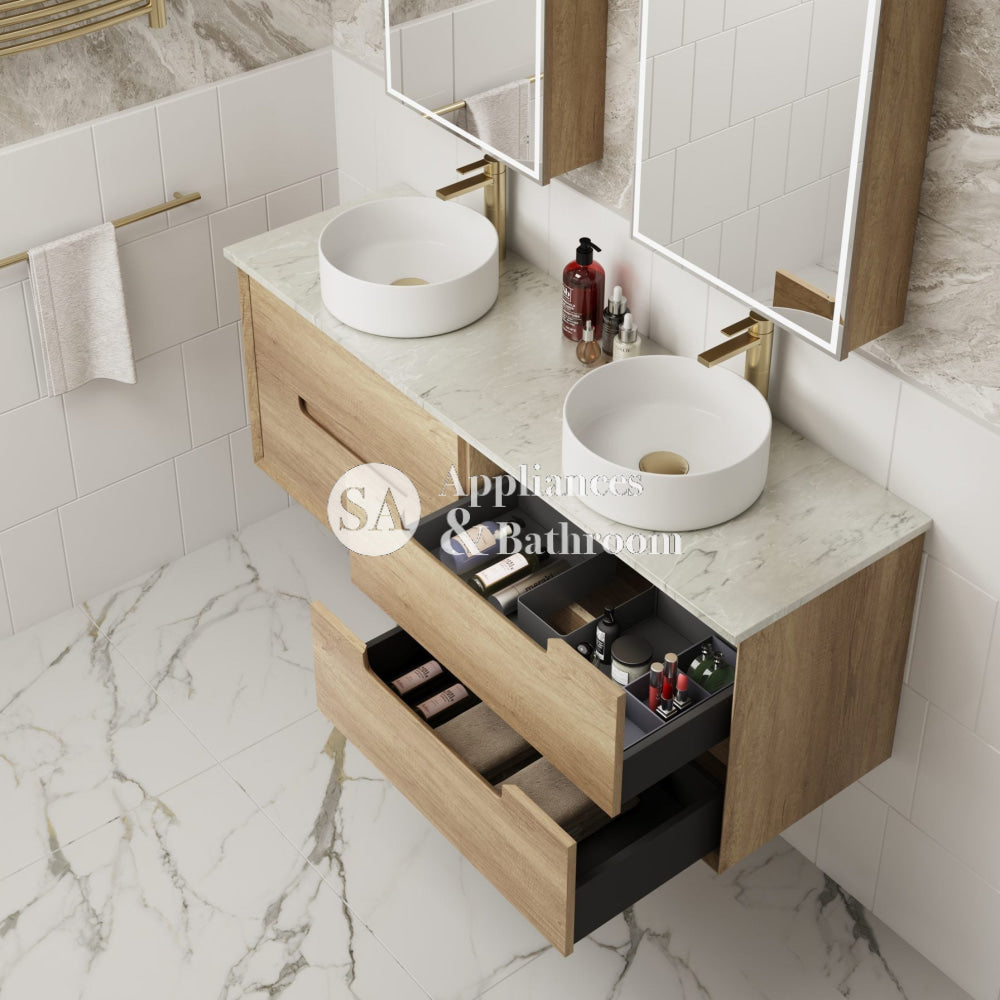 Aulic 1500mm Moreno Double Bowl Wall Hung Vanity CAWH51-1500-ST Vanity Units