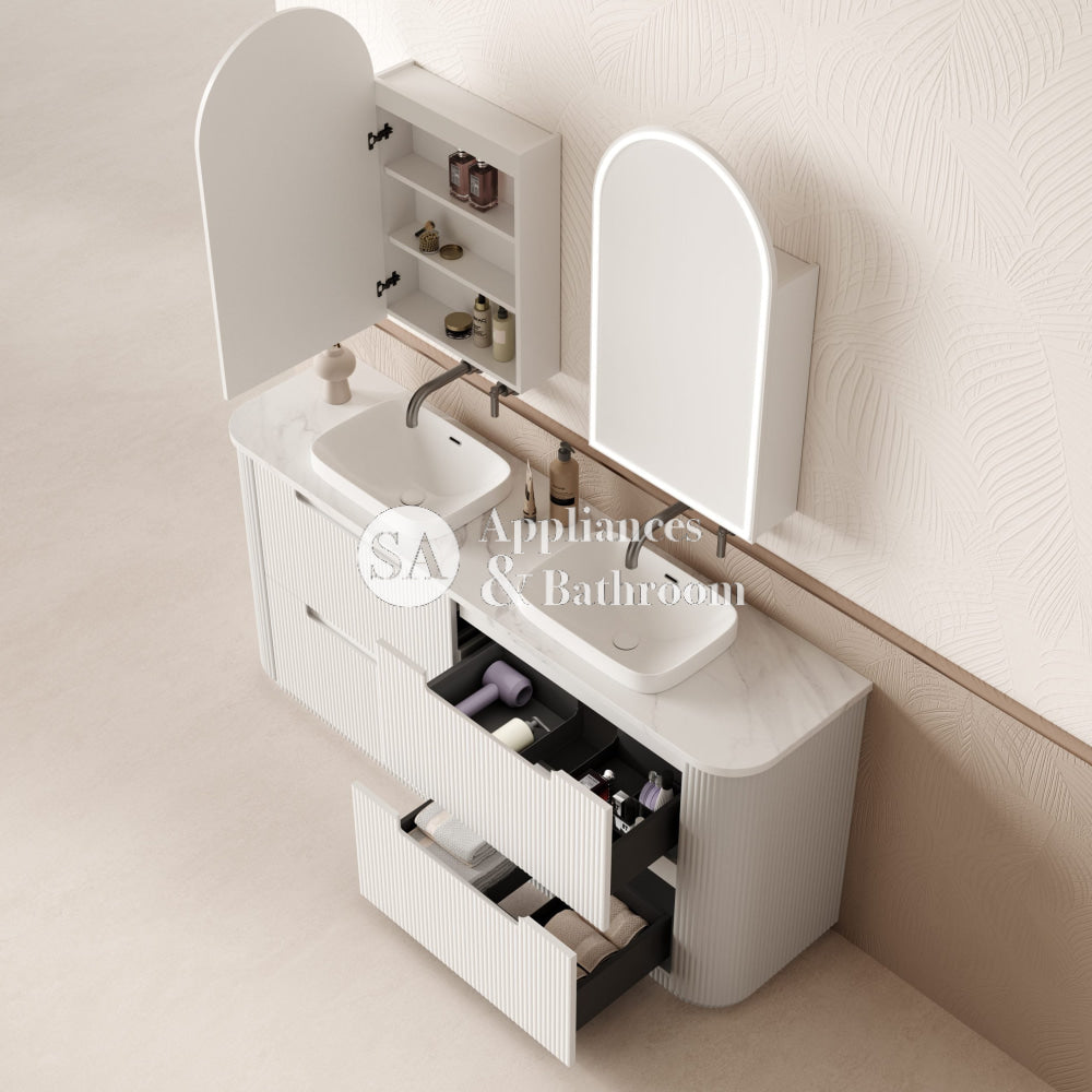 Aulic 1800mm Curva Floorstanding Vanity with Solid Surface Top Palis Top CA57-1800D-ST66FT Vanity Units