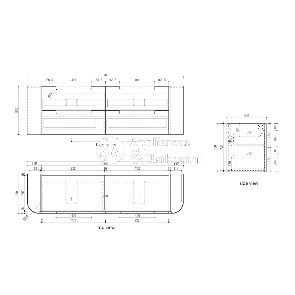 Aulic 1800mm Varcelli Tier Wall Hung Vanity CAWH54-1800-ST Vanity Units