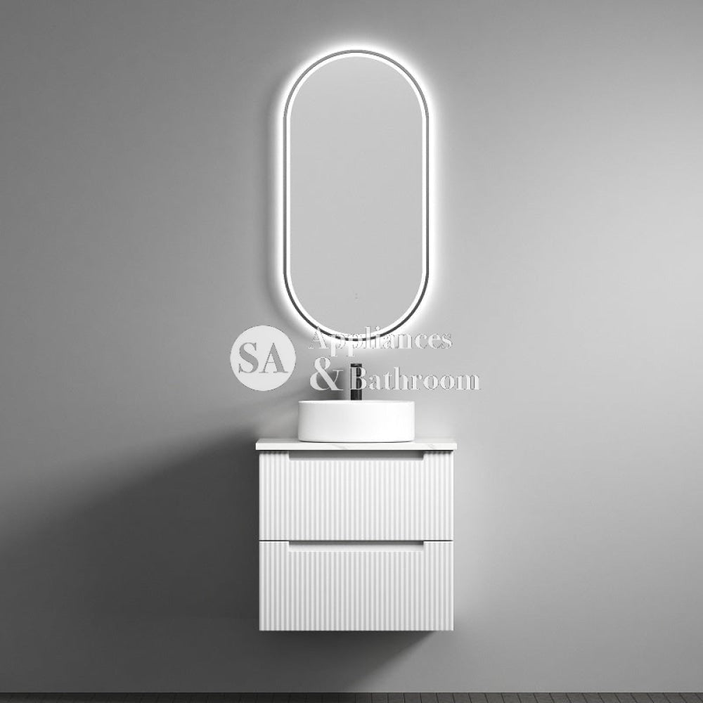 Aulic 600mm Verona Mark II White Fluted Wall Hung Vanity CAWH412-600-ST Ceremic Top Vanity Units