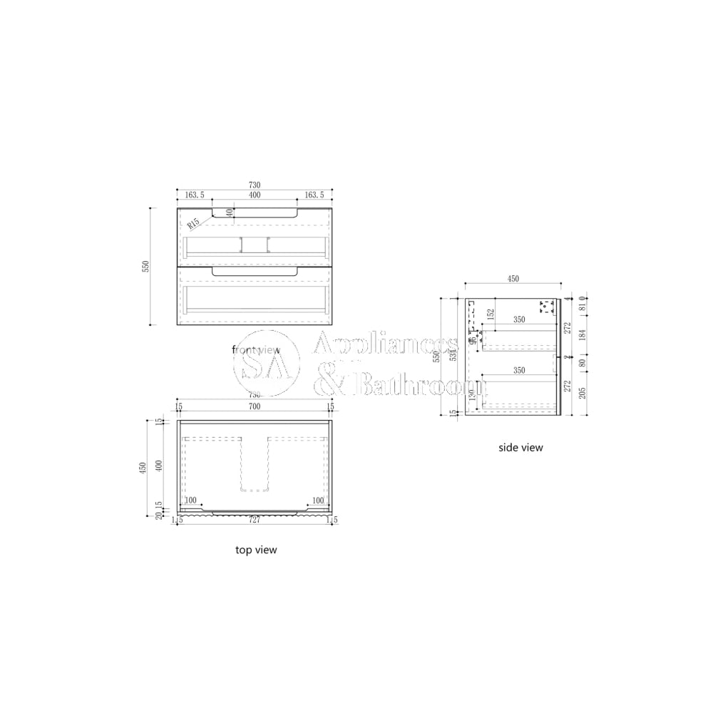 Aulic 750mm Lovina Tier Wall Hung Vanity CAWH55-750 Vanity Units