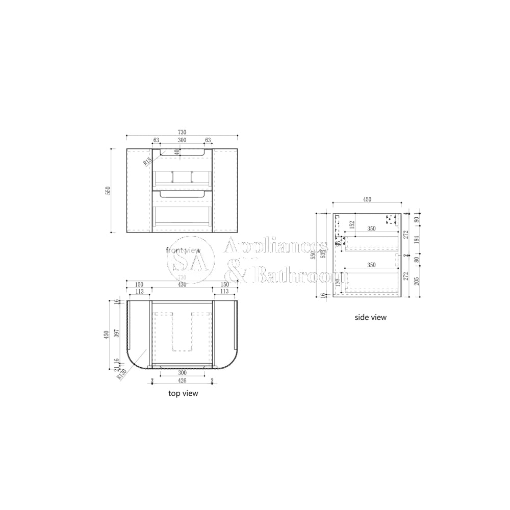 Aulic 750mm Varcelli Tier Wall Hung Vanity CAWH54-750-ST Vanity Units