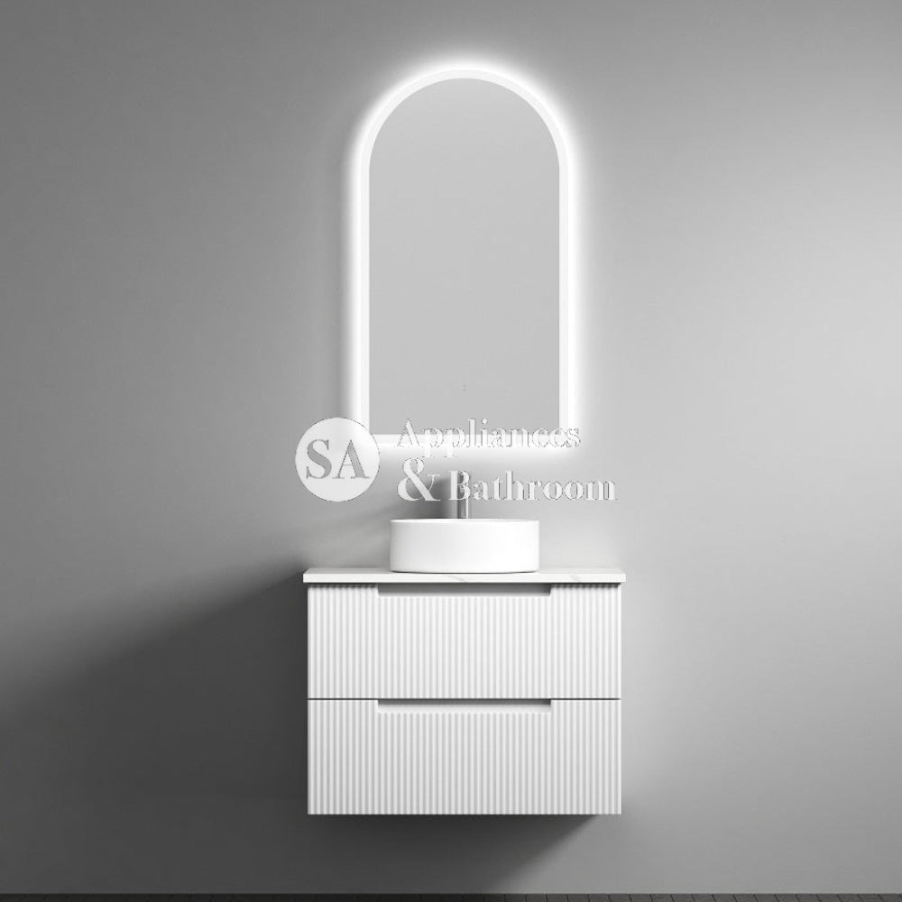 Aulic 750mm Verona Mark II White Fluted Wall Hung Vanity CAWH412-600-ST Cabinet only Vanity Units