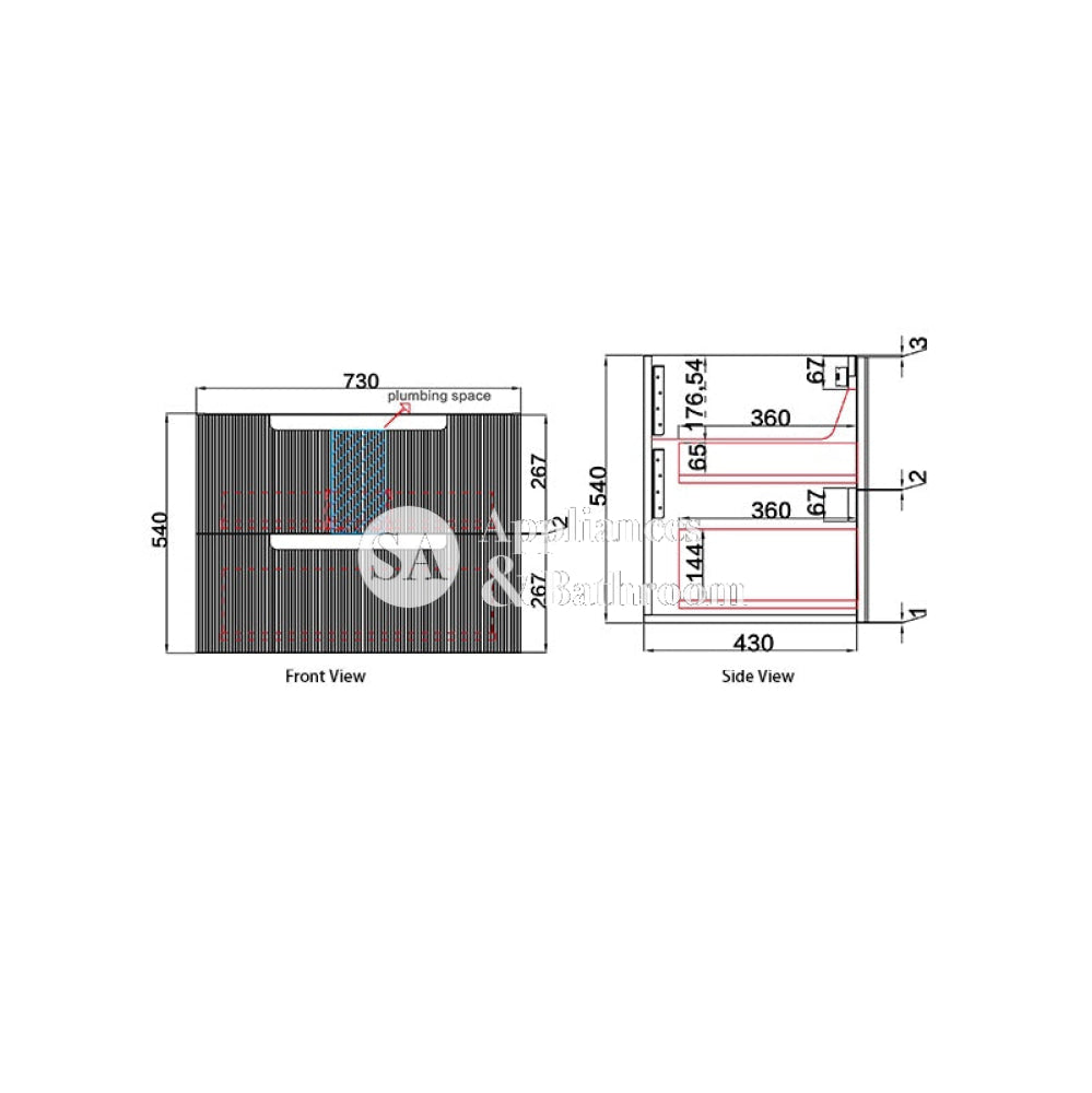 Aulic 750mm Verona Mark II White Fluted Wall Hung Vanity CAWH412-600-ST Vanity Units