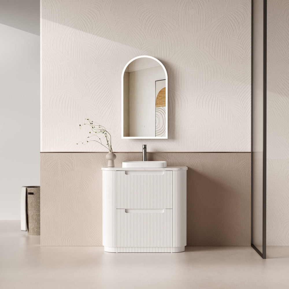 Aulic 900mm Curva Floorstanding Vanity with Solid Surface Top Pure Top CA57-900-ST56FT Vanity Units