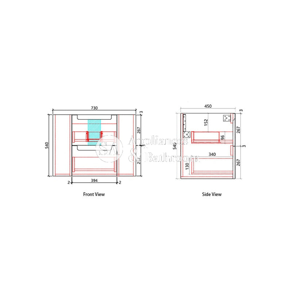 Aulic 900mm Curva White Fluted Wall Hung Vanity CAWH46-900-ST Vanity Units