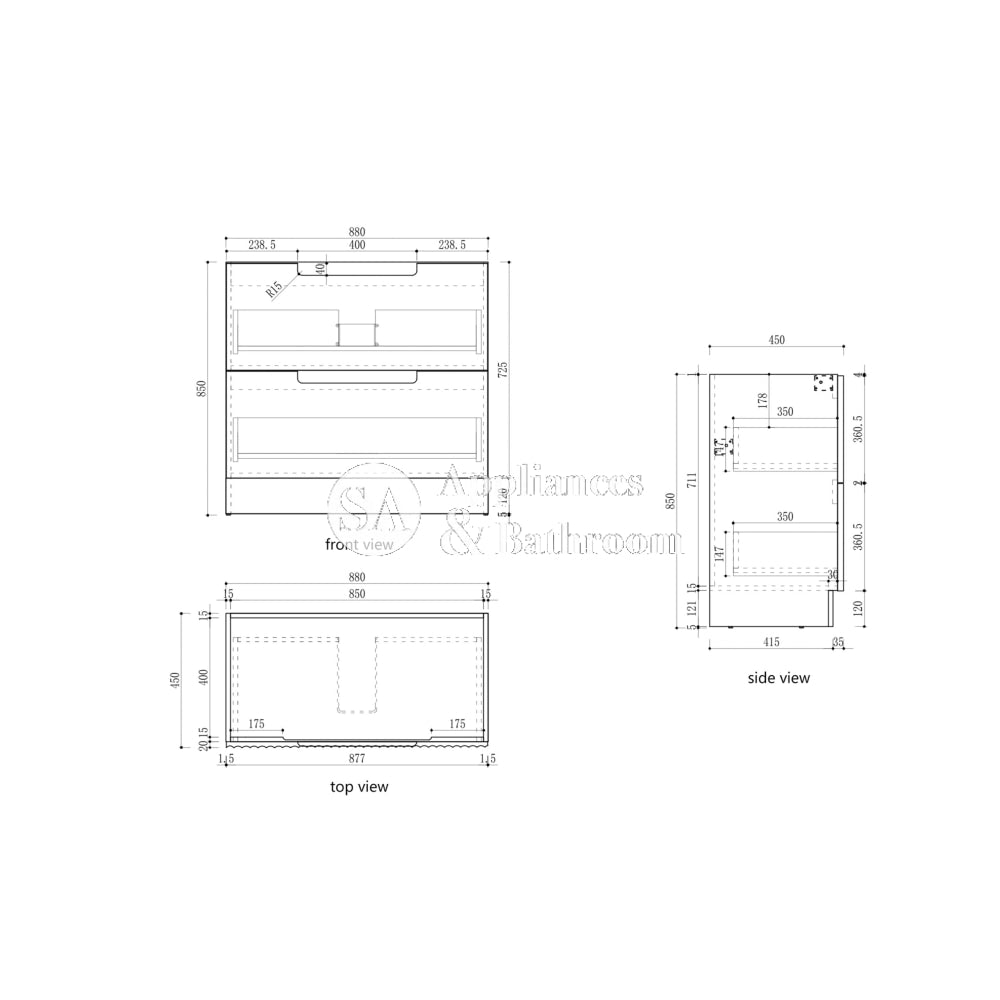 Aulic 900mm Lovina Floorstanding Vanity Cabinet Only CA56-900 Vanity Units