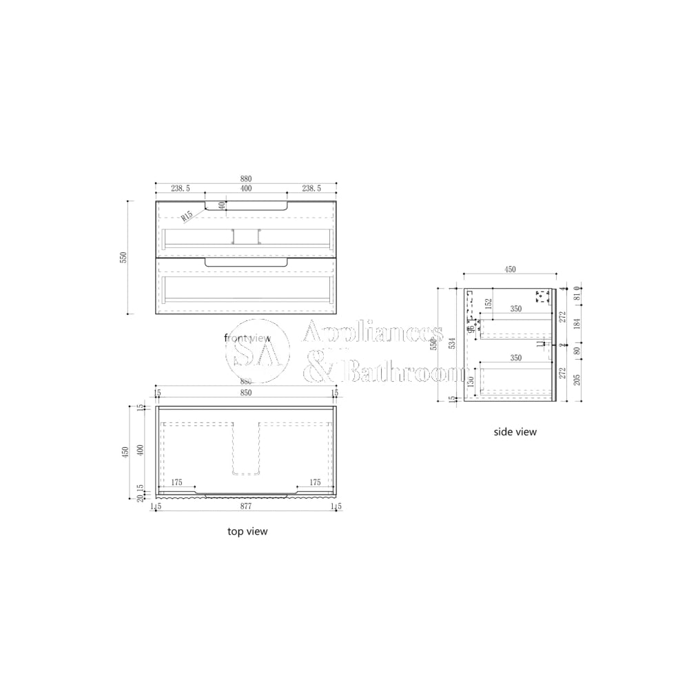 Aulic 900mm Lovina Tier Wall Hung Vanity CAWH55-900 Vanity Units