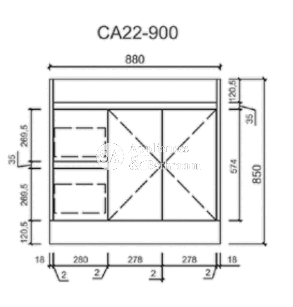 Aulic 900mm Maya Freestanding Vanity CA22-900 Vanity Units