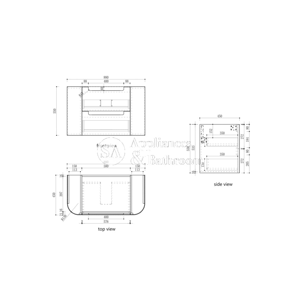 Aulic 900mm Varcelli Tier Wall Hung Vanity CAWH54-900-ST Vanity Units