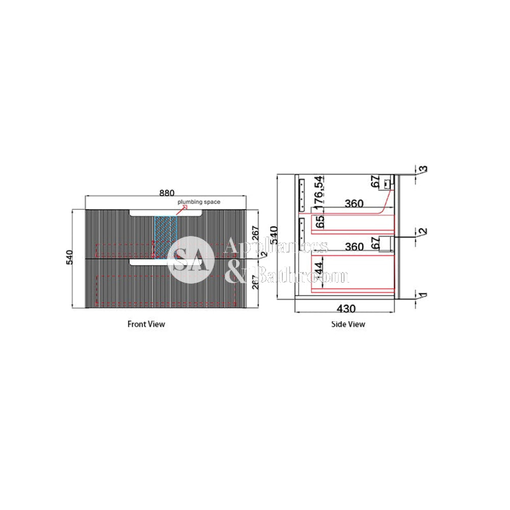 Aulic 900mm Verona Mark II White Fluted Wall Hung Vanity CAWH412-900-ST Vanity Units