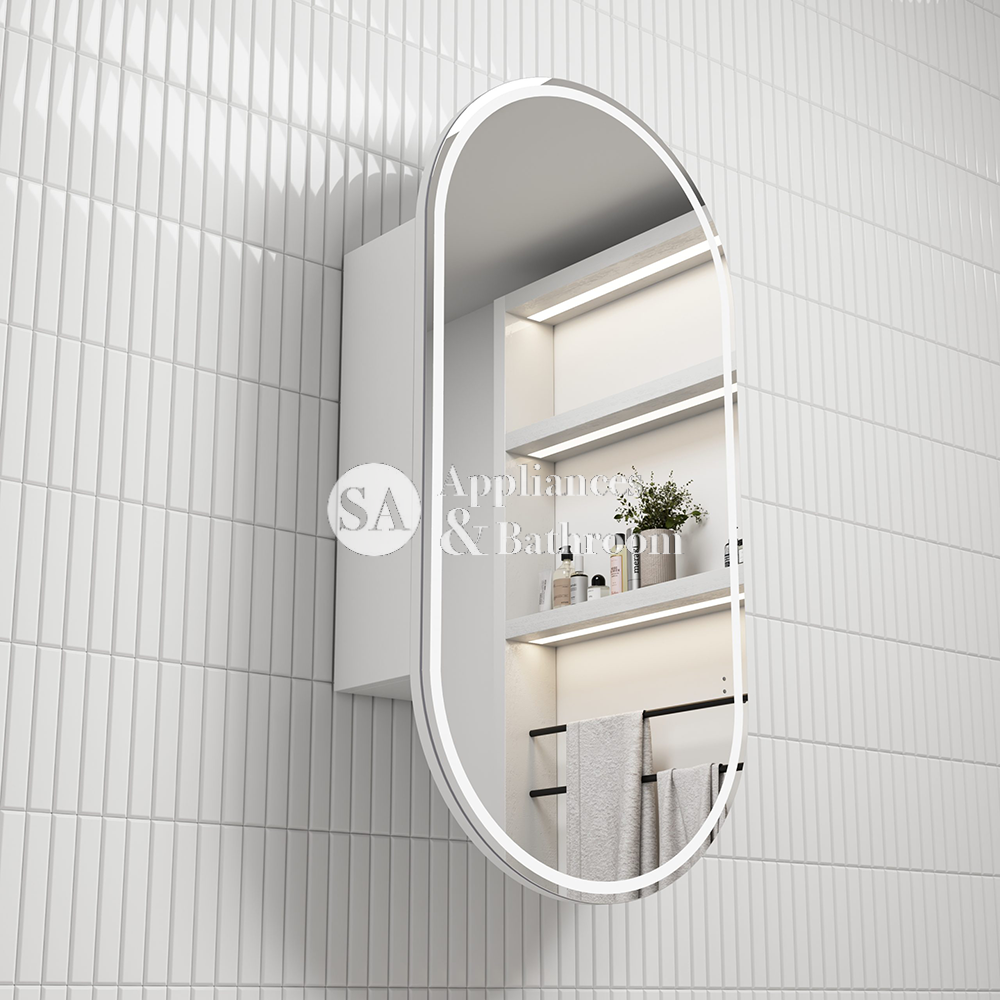 Aulic Beau Monde Oblong LED Matte White Shaving Cabinet 450 x 900mm LSCBM-450-MW Mirrors & Cabinets