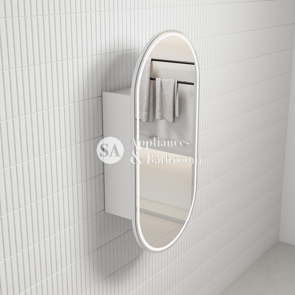 Aulic Beau Monde Oblong LED Matte White Shaving Cabinet 450 x 900mm LSCBM-450-MW Mirrors & Cabinets