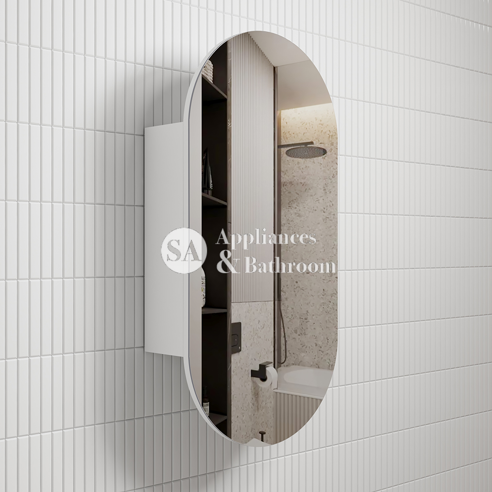 Aulic Beau Monde Oblong Matte White Shaving Cabinet 450 x 900mm SCBM-450-MW Matte White Mirrors & Cabinets