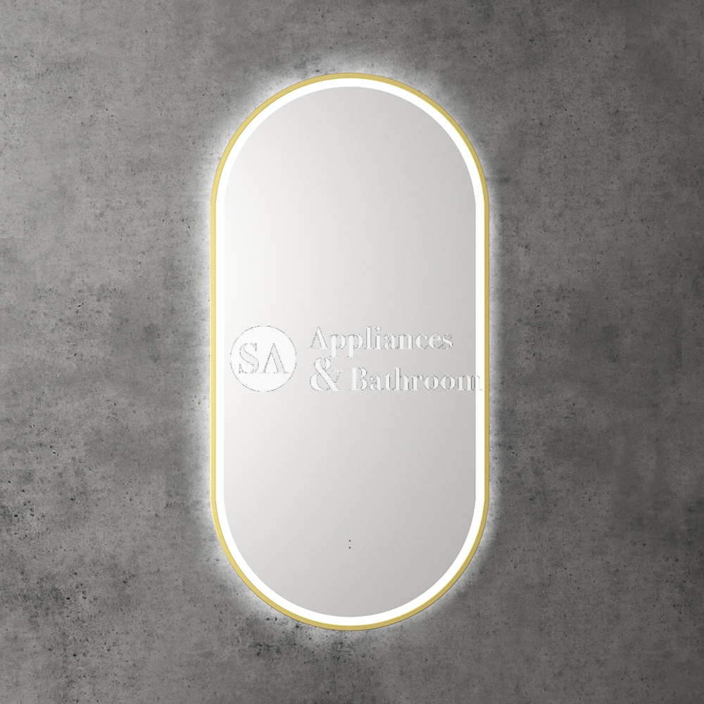 Aulic Beau Monde Oblong Pill LED Mirror Brushed Gold 450 x 900mm LMBM-450-BG Brushed Gold Mirrors