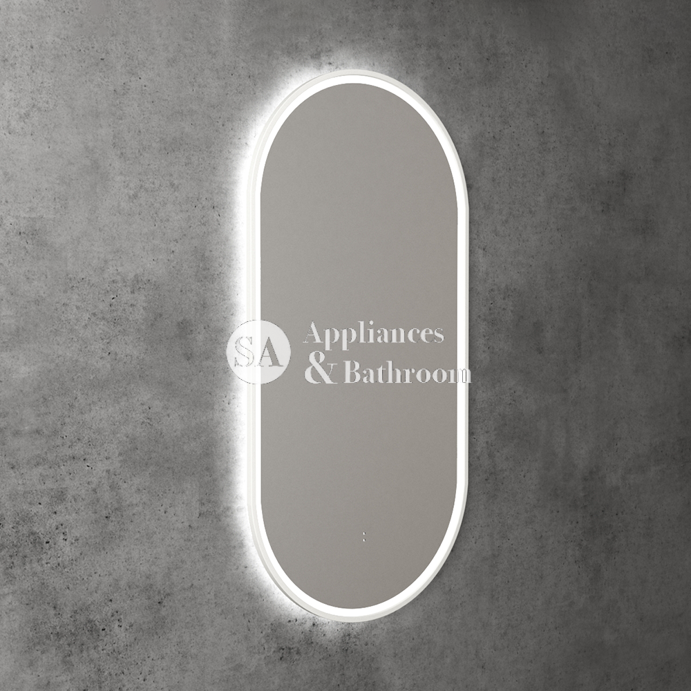 Aulic Beau Monde Oblong Pill LED Mirror Matte White 450 x 900mm LMBM-450-MW Matte White Mirrors