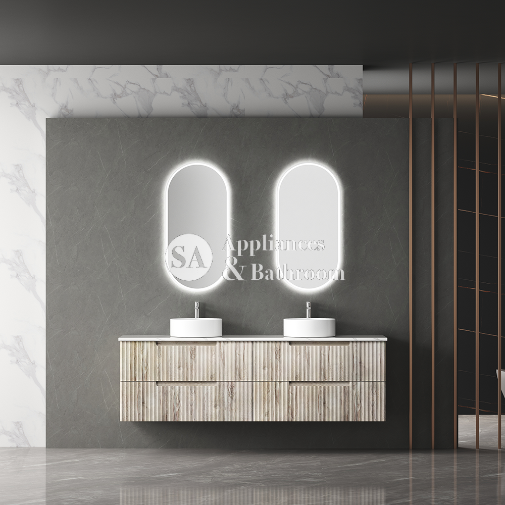 Aulic Beau Monde Oblong Pill LED Mirror Matte White 450 x 900mm LMBM-450-MW Matte White Mirrors