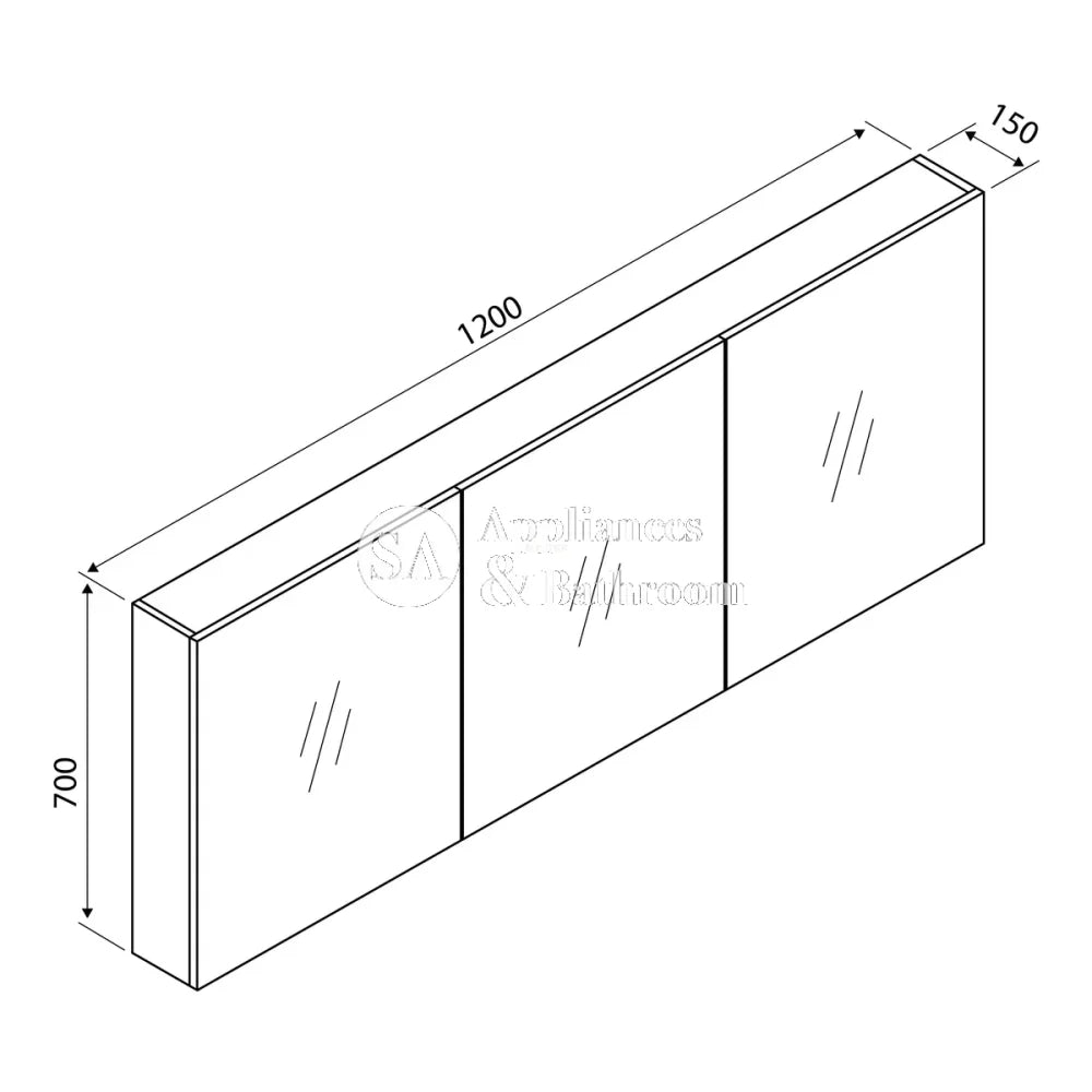 Aulic Bella Shaving Cabinet Without Side Boards 1200mm CASCXX-1200 1200 Mirrors & Cabinets
