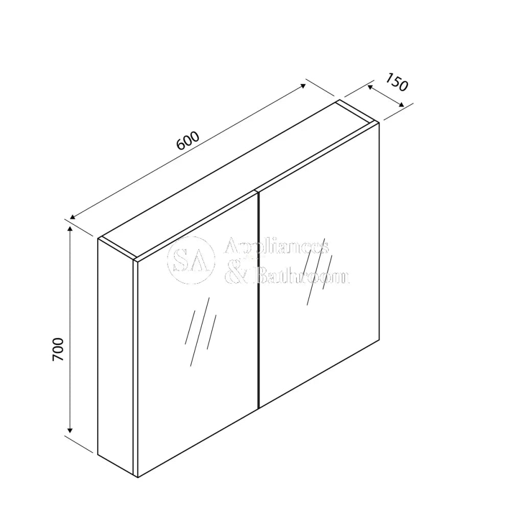 Aulic Bella Shaving Cabinet without Side Boards 600mm CASCXX-600 600 Mirrors & Cabinets