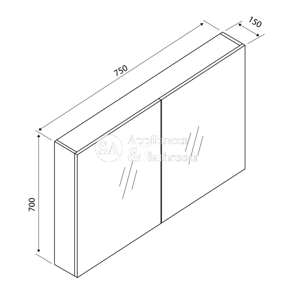 Aulic Bella Shaving Cabinet Without Side Boards 750mm CASCXX-750 750 Mirrors & Cabinets