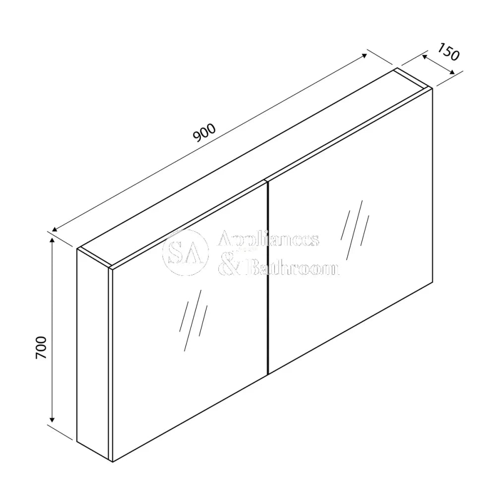 Aulic Bella Shaving Cabinet Without Side Boards 900mm CASCXX-900 900 Mirrors & Cabinets