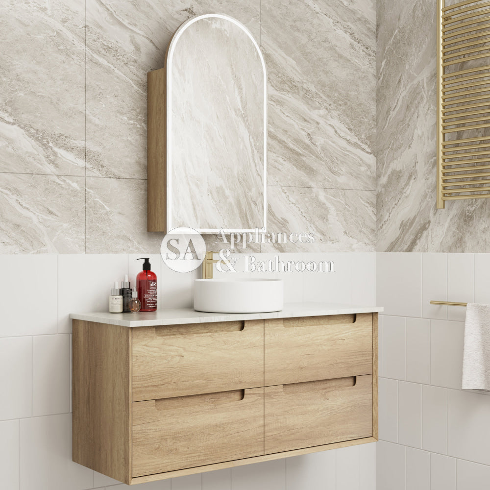 Aulic Canterbury Arch LED Carita Shaving Cabinet 500 x 900mm LSCCAN-500-CR Mirrors & Cabinets