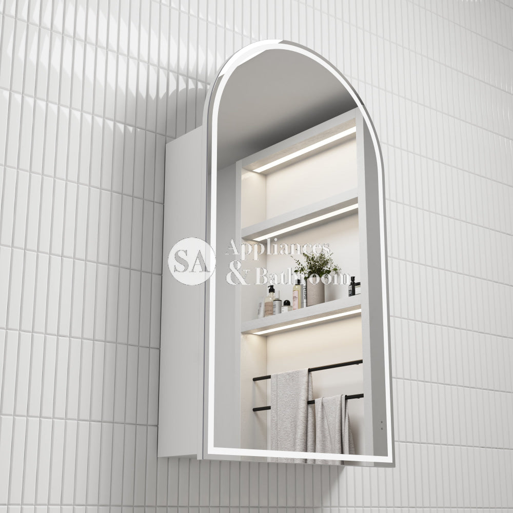Aulic Canterbury Arch LED Matte White Shaving Cabinet,500 x 900mm LSCCAN-500-MW Frameless Mirrors & Cabinets