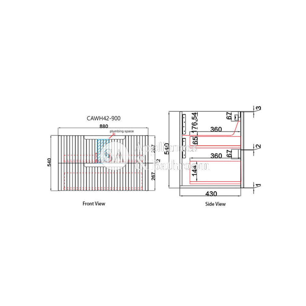 Aulic Tuscana Wall Hung Vanity with Crystal Ceramic Top CAWH42 Vanity Units