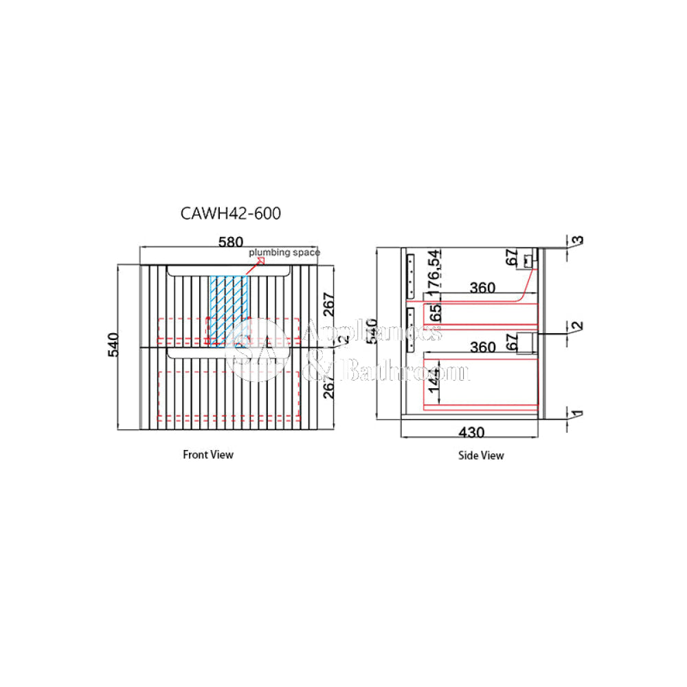 Aulic Tuscana Wall Hung Vanity with Crystal Ceramic Top CAWH42 Vanity Units