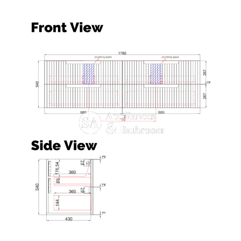 Aulic Tuscana Wall Hung Vanity with Crystal Ceramic Top CAWH42 Vanity Units