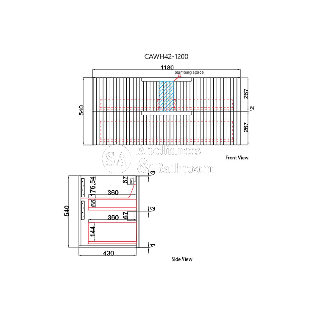 Aulic Tuscana Wall Hung Vanity with Crystal Ceramic Top CAWH42 Vanity Units