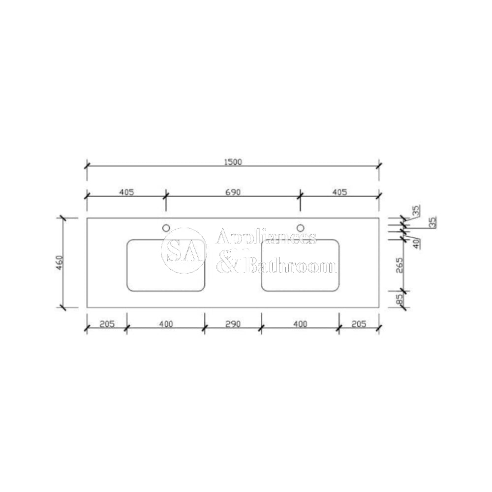 Aulic Tuscana Wall Hung Vanity with Crystal Ceramic Top CAWH42 Vanity Units