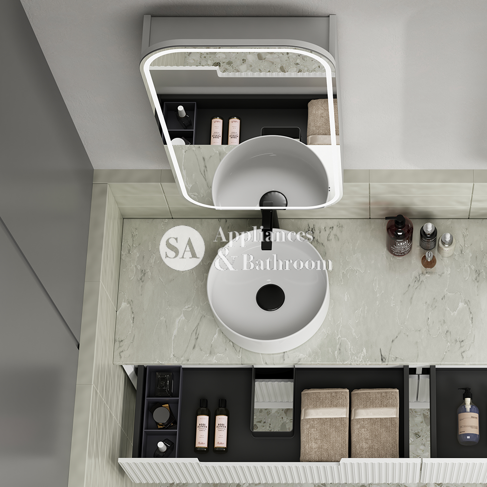 Aulic Vienna LED Matte White Shaving Cabinet 450 x 900mm LSCVIE-450-MW Frameless Mirrors & Cabinets