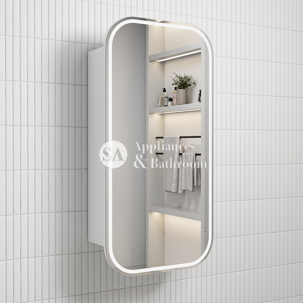 Aulic Vienna LED Matte White Shaving Cabinet 450 x 900mm LSCVIE-450-MW Frameless Mirrors & Cabinets