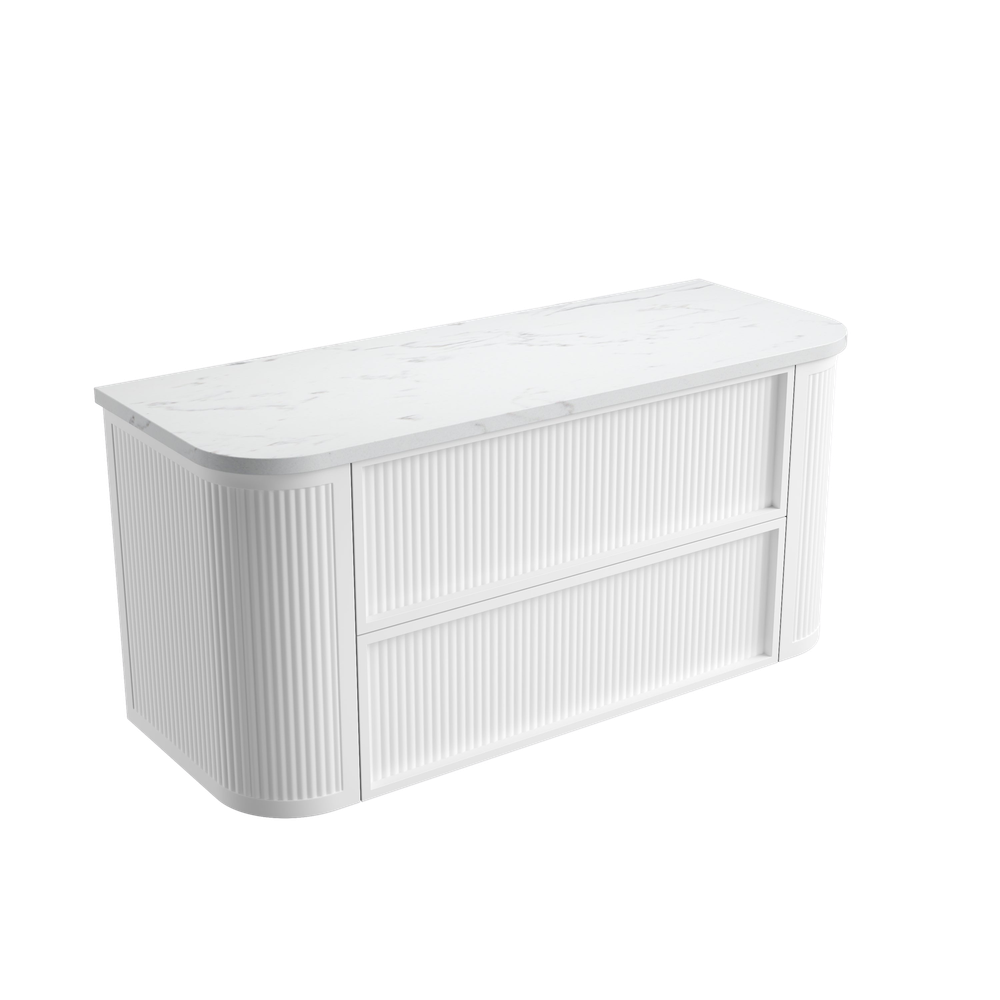 Aulic 1200mm RM1200WMWF Ramee Fluted Wall Hung Vanity, Matte White