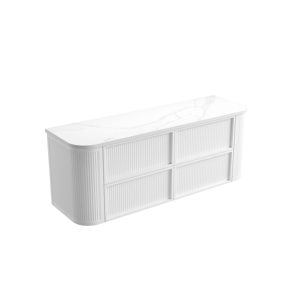 Aulic 1500mm RM1500WMWF Ramee Fluted Wall Hung Vanity, Matte White