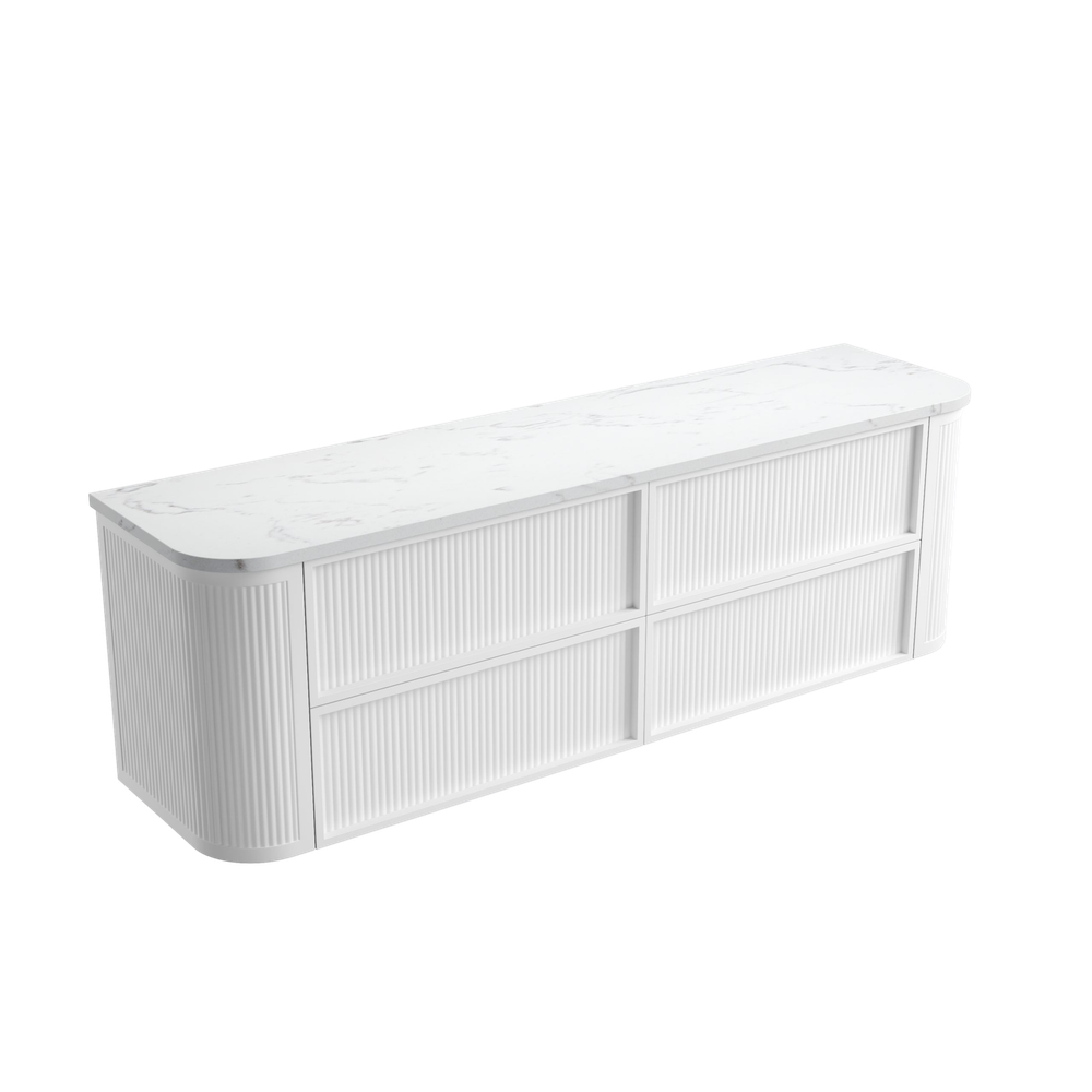 Aulic 1800mm RM1800WMWF Ramee Fluted Wall Hung Double Vanity, Matte White