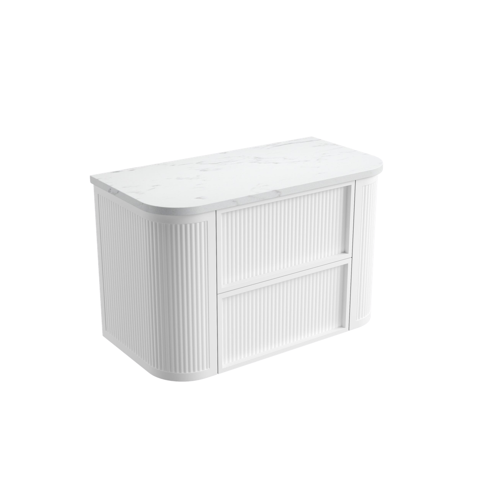 Aulic 900mm Ramee RM900WMWF Fluted Wall Hung Vanity, Matte White