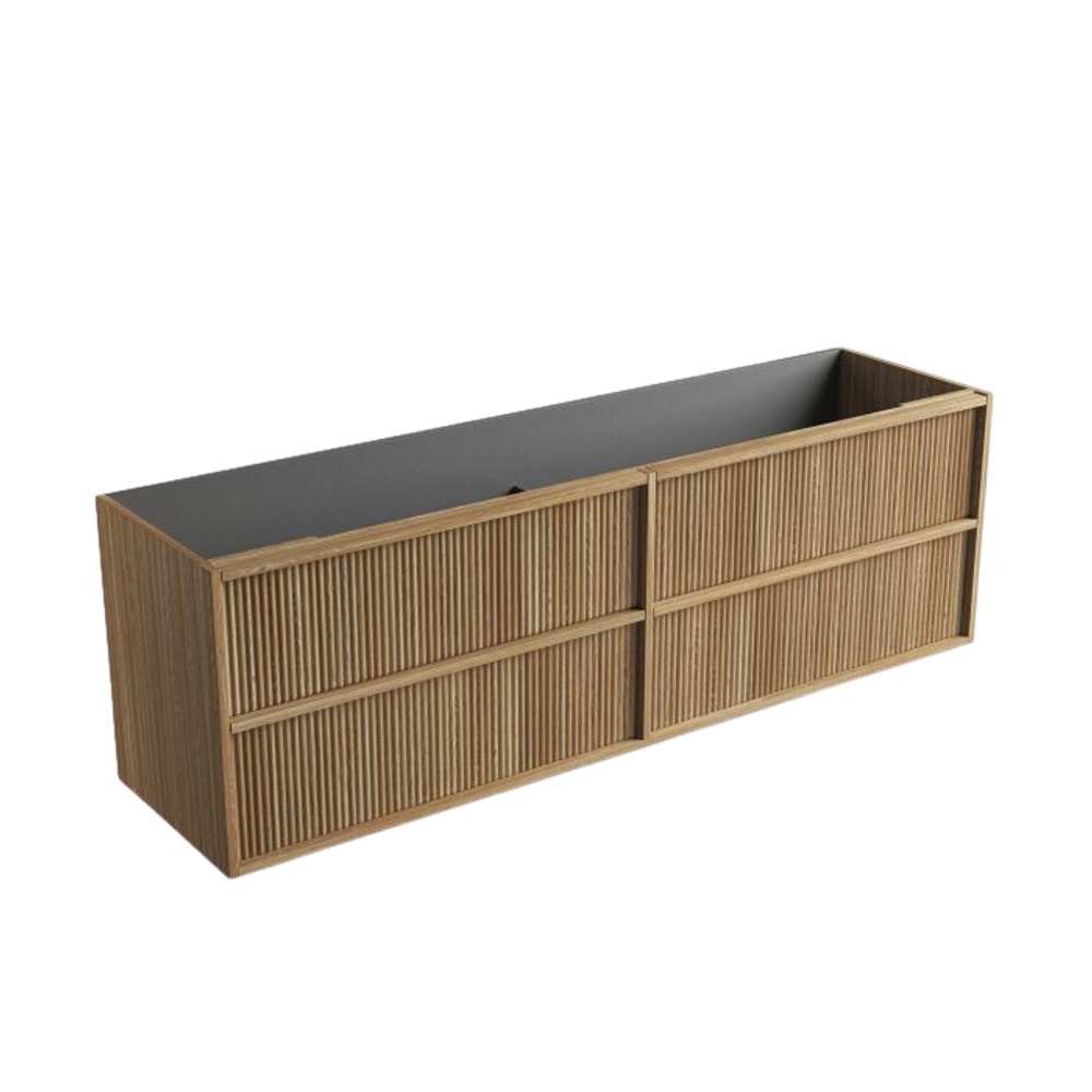 Aulic Venetta Fluted Framed Wall Hung 1800mm Double Vanity Harvest Oak