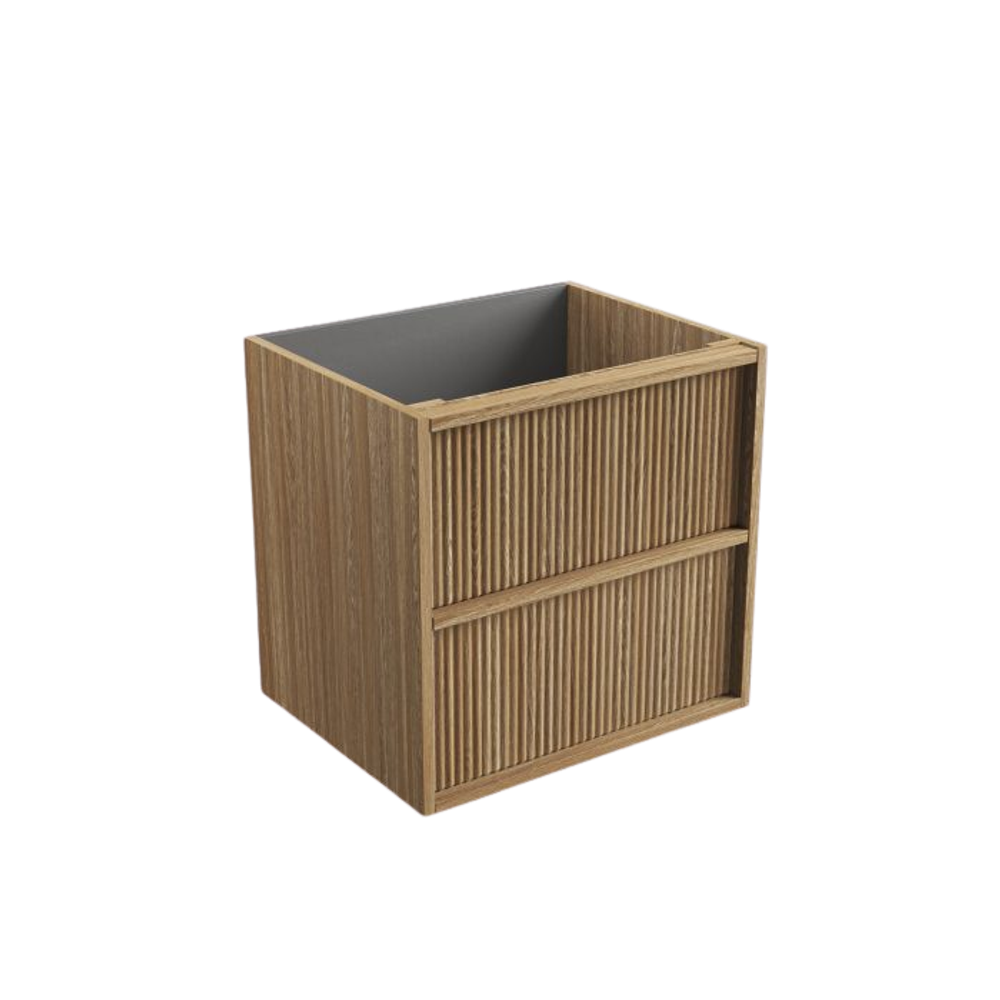 Aulic Venetta Fluted Framed Wall Hung 600mm Vanity Harvest Oak