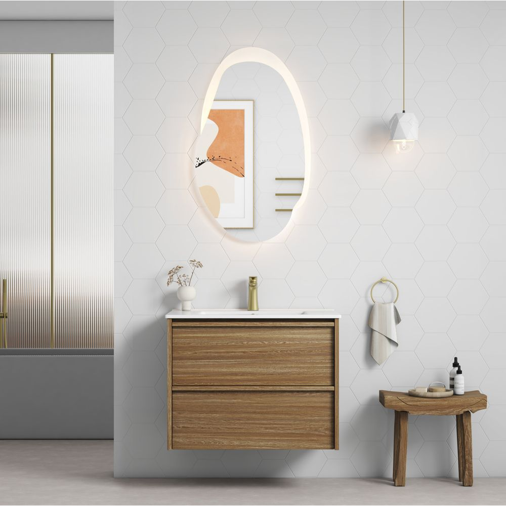 Aulic 750mm VE750WHA Venetta Framed Wall Hung Vanity Harvest Oak