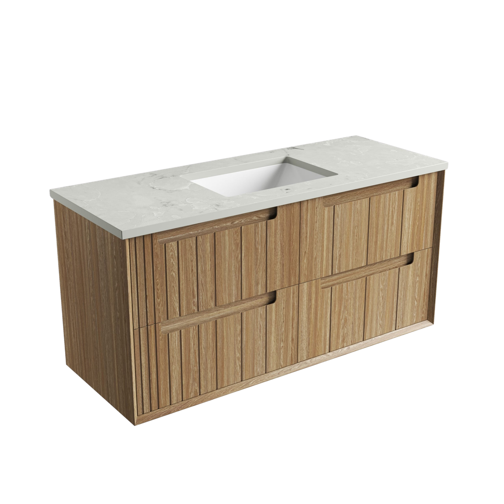 Aulic 1200mm VO1200WHA Voulari Framed Wall Hung Vanity, Harvest Oak