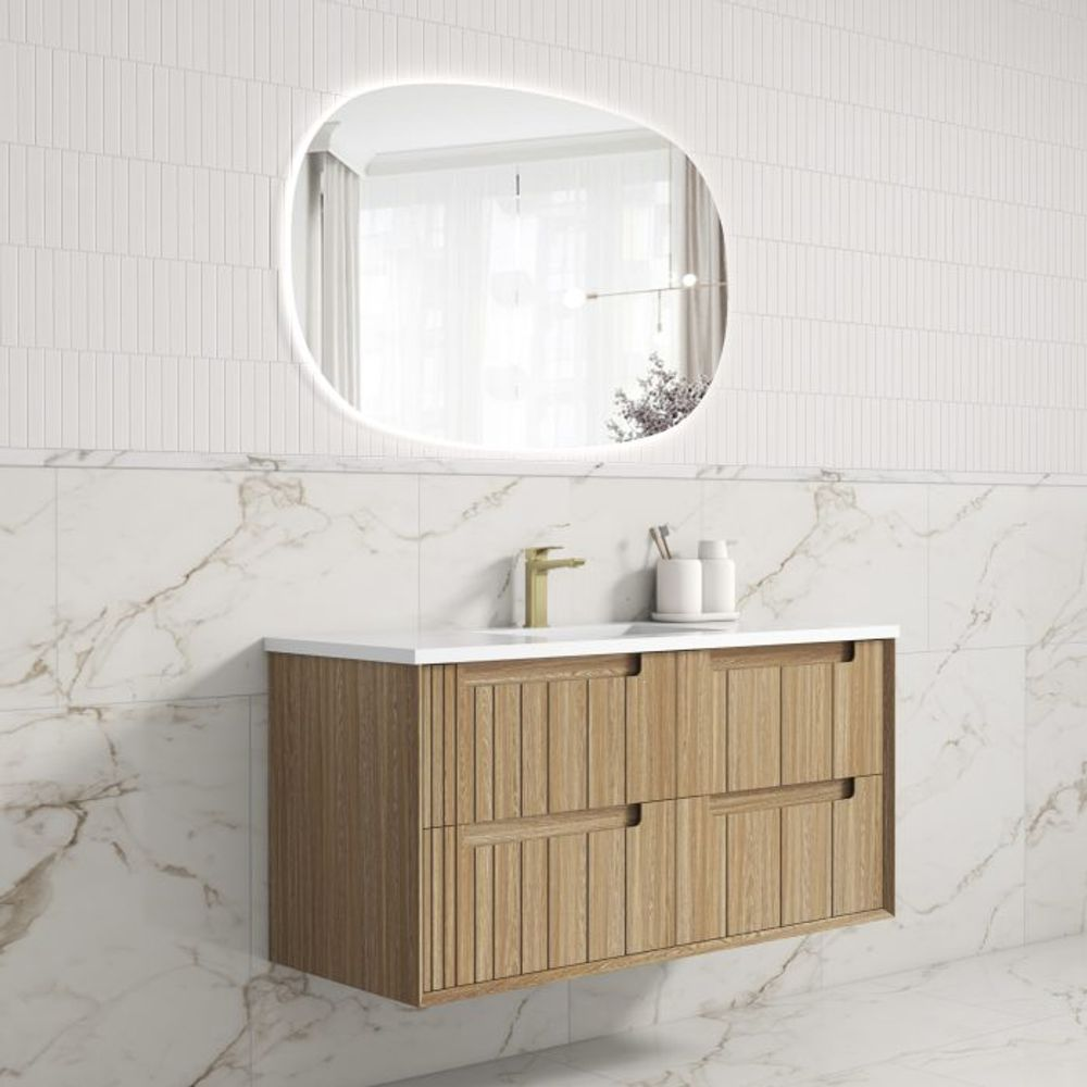 Aulic 1200mm VO1200WHA Voulari Framed Wall Hung Vanity, Harvest Oak